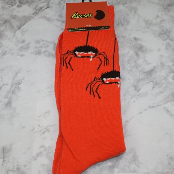 REESE'S Socks Halloween Spooky Creepy Crew Unisex October Orange One Size - Picture 1 of 10